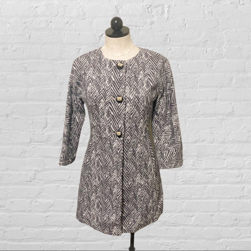 Cabi #3430 Zig Zag Fitted Coat Gray White Size XS - Picture 2 of 12
